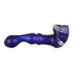 Glass Spoon Pipe - Fumed Swirls on Colored Glass Slump Lock - Blue or Purple