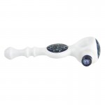 Glass Spoon Pipe - White Glass With Pinwheels and Honeycomb Marble - Choice of 2 Colors