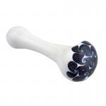 Glass Spoon Pipe - White Glass with Pinwheel Design