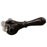 Glass Spoon Pipe by K.C. - Thick Glass with Reversal Cap - Black