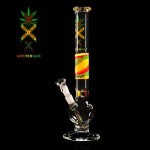 Amsterdam Bubble Base 5mm Glass Ice Bong With Rasta Grip