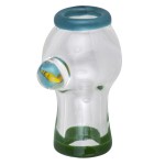 Glass Vapor Dome - Aqua and Green Trim with Marble Magnifier by Christina Cody