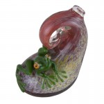 Christina Cody Critter Pipe - Green Frog on Purple Glass Spoon Pipe
