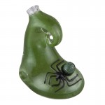 Christina Cody Critter Pipe - Black Spider on Moss Green Glass Spoon Pipe