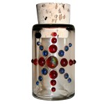 Glass Stash Jar - Clear Glass with Colored Glass Dots and Cork