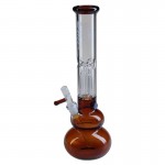 Black Leaf - 3-arm Perc Bong with One-Hitter Bowl Diffuser Downstem - Amber