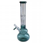 Black Leaf - 3-arm Perc Ice Bong with One-Hitter Bowl Diffuser Downstem - Emerald Green
