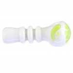 Glass Spoon Pipe - Green Slyme on White Glass