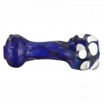 Glass Spoon Pipe - Cobalt Blue Glass with Color Dots - Choice of 3 colors