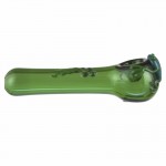 Glass Spoon Pipe - Colored Glass with Color Work and Frog - Cobalt Blue or Green