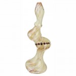 Glass Sherlock Bubbler - Gold and Silver Fumed Stripes with Built-In Diffuser