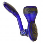 Glass Sherlock Handpipe - Cobalt Blue Glass with Reversal Medallion