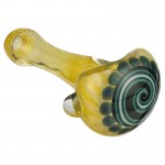 Chuck B - Fumed Glass Spoon Pipe with Blue Swirl Cap
