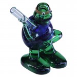Glass Turtle Pipe - Green and Blue Glass Hand Pipe