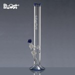 Boost Straight Cylinder 5mm Glass Ice Bong - Blue Trim