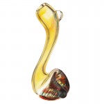 Glass Stand-Up Sherlock Pipe - Colored Glass with Fume and Color Work - Choice of 4 Colors