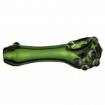 Glass Spoon Pipe - Colored Glass with Color Mini Marbles - Green or Blue