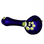 Glass Spoon Pipe - Colored Glass with White and Slyme Marbles - Blue or Green