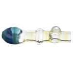 Glass Taster Pipe - Fumed with Flat Mouthpiece and Marble Magnifiers - Blue Green