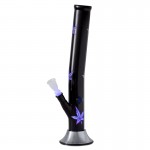 Black and Frosted Glass Tube with LED Lights in Chrome Base