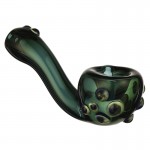 Glass Sherlock Hand Pipe - Green Glass with Color Marbles