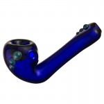 Glass Sherlock Hand Pipe - Cobalt Glass with Color Marbles and Large Magnifier