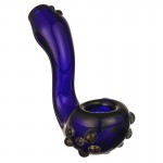 Glass Sherlock Hand Pipe - Cobalt Blue Glass with Color Marbles