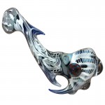 Glass Sherlock Handpipe - White on Cobalt Glass with Appendages