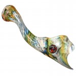 Glass Sherlock Handpipe - Color on Fumed Glass with Appendage