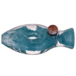 Glass Taster Pipe - Doughnut-Shaped Pendant Pipe with Aqua Frit and Dichro Marble