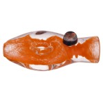 Glass Taster Pipe - Doughnut-Shaped Pendant Pipe with Orange Frit and Dichro Marble