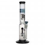 Black Leaf - Black Dome Perc Glass Ice Tube with Worked Band and Bowl - Blue