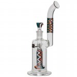 Circ Perc Glass Bubbler with Worked Color Sections - Jailhouse Rainbow
