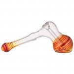 Glass Hammer Bubbler - Clear with Fume and Color Wrap - Choice of 3 Colors